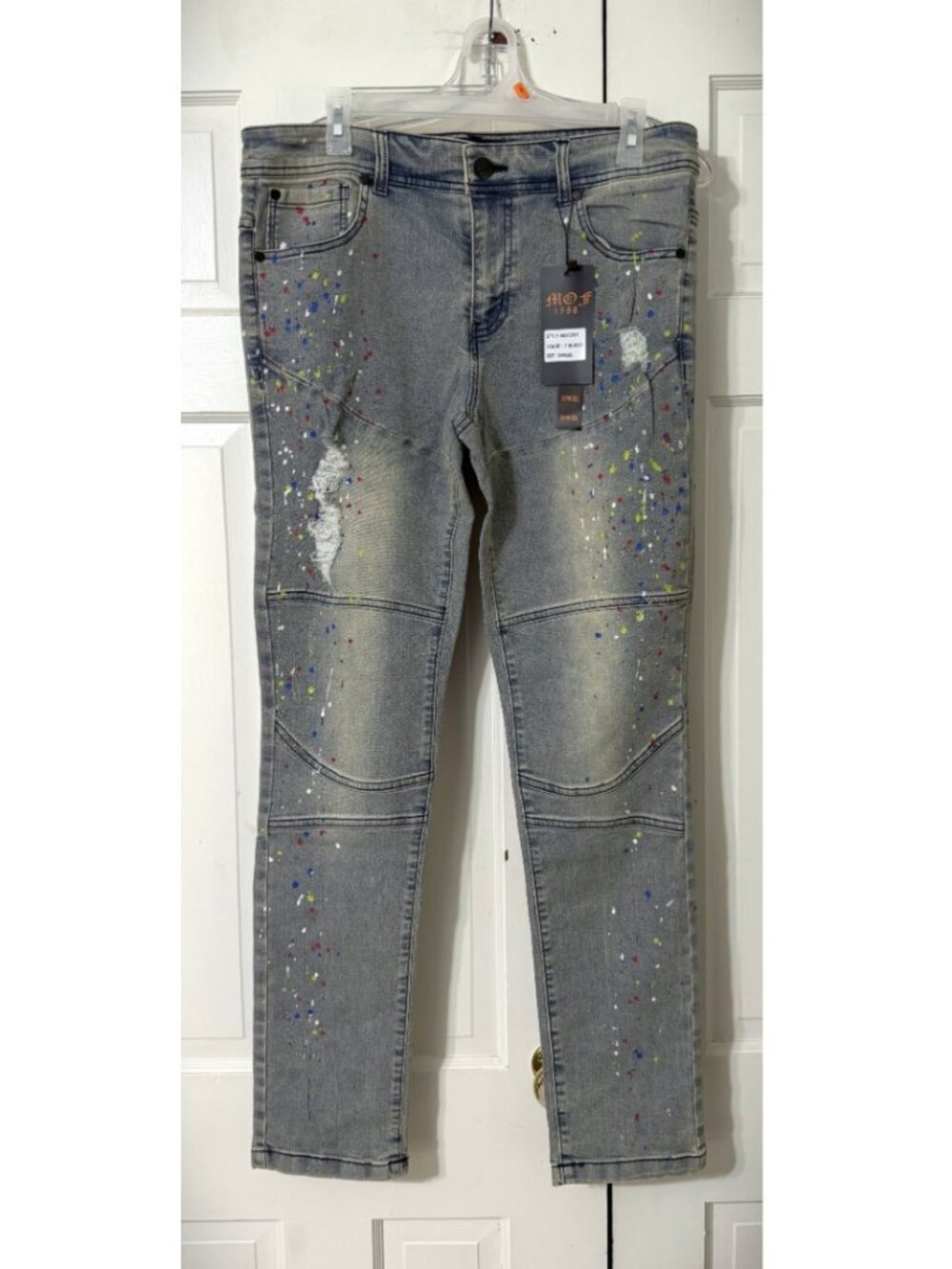 Ministry Of Fashion Skinny Fit Distressed Paint Splatter Denim Jeans